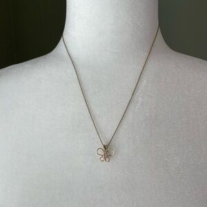 14K Yellow Gold Filled Butterfly Necklace W/ Pink Stone & Cubic Zirconia